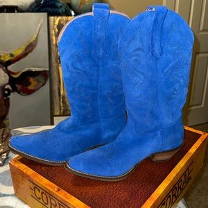 Dingo Blue Suede Cowboy Boots